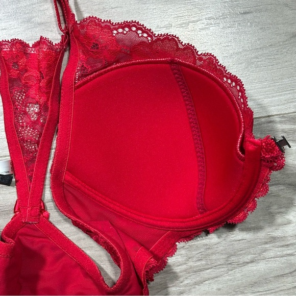 ADORE ME Red Lace Front Closure Underwire Racerback Bra 36C - Picture 8 of 11